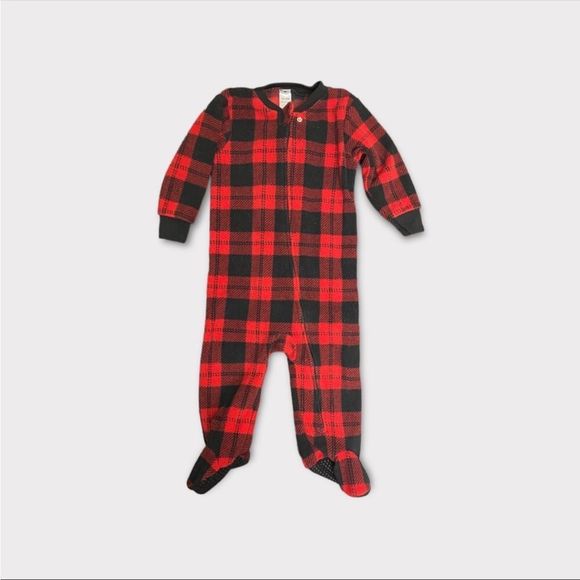 GEORGE | 3/$15 Red and Black Plaid Baby Sleeper - Picture 1 of 3
